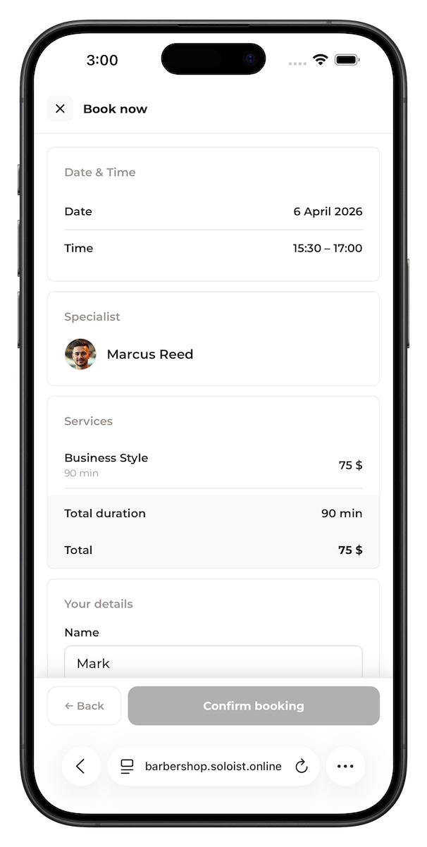 Soloist app screen